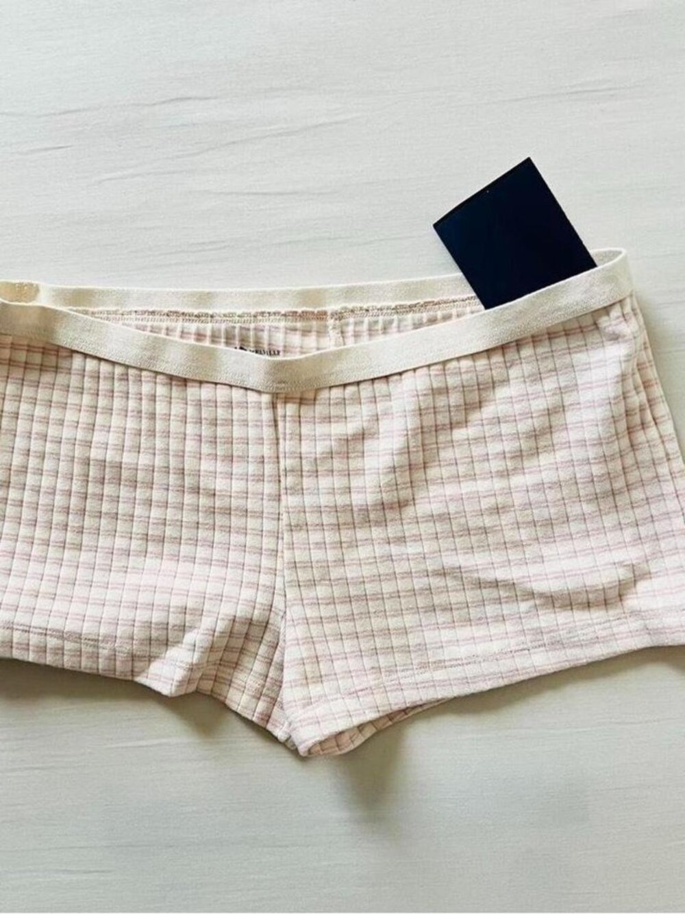 BNWT Brandy Melville-John Galt pink and cream striped ribbed boy shorts-sleep